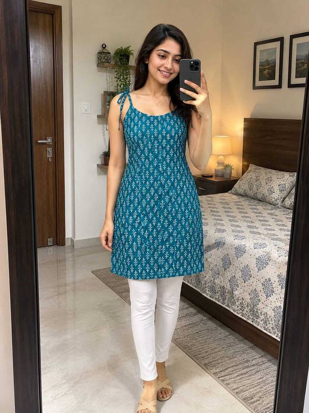 Anushree Printed Cotton Rayon Straight Kurta for Women