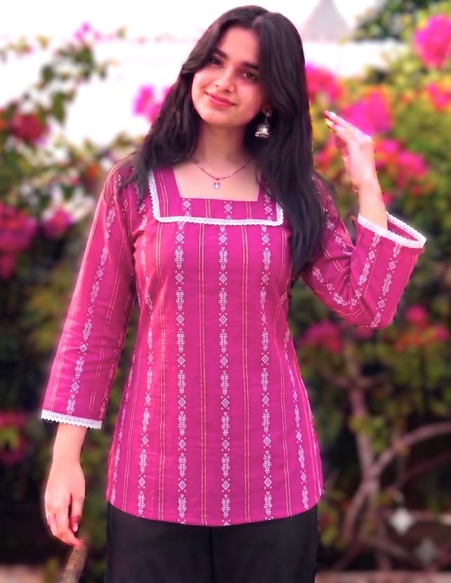 Auzanoor Collection Printed Cotton Blend Straight Kurta for Women