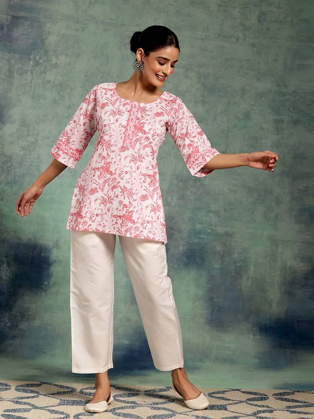 GERUA BY LIBAS Printed Cotton Blend Straight Kurta for Women