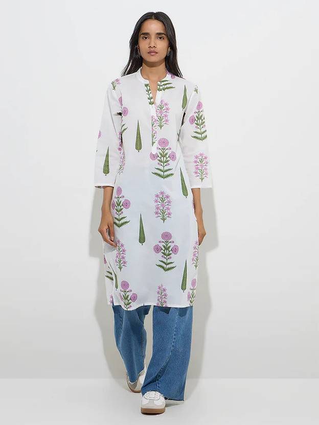 Bunai Dhaga Women Floral Print Straight Kurta