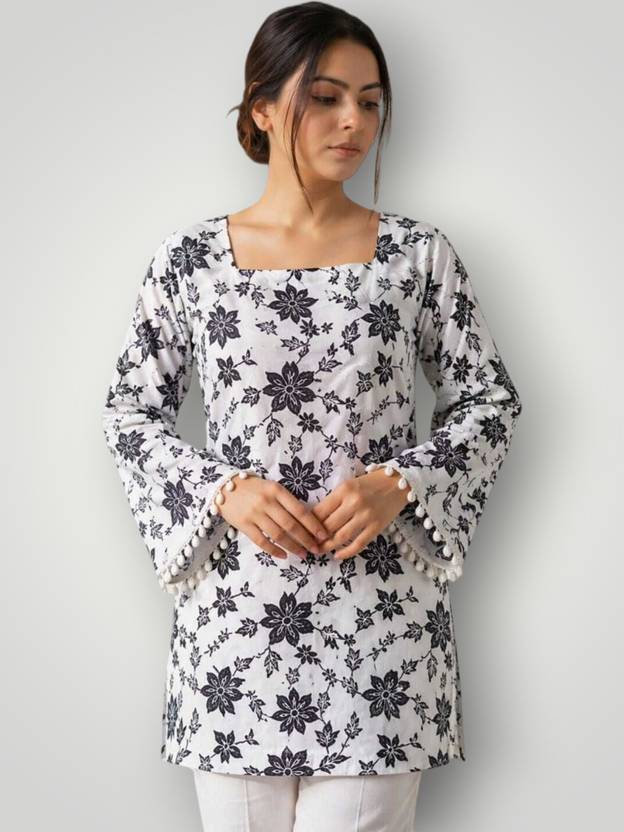 Cottonhube Printed Pure Cotton Straight Kurta for Women