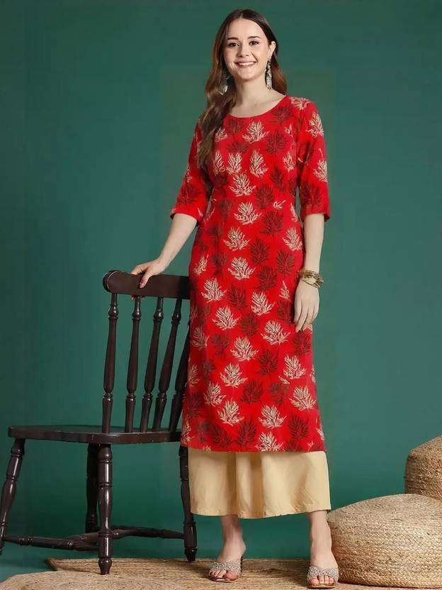 Anouk Rustic Printed Crepe Straight Kurta for Women