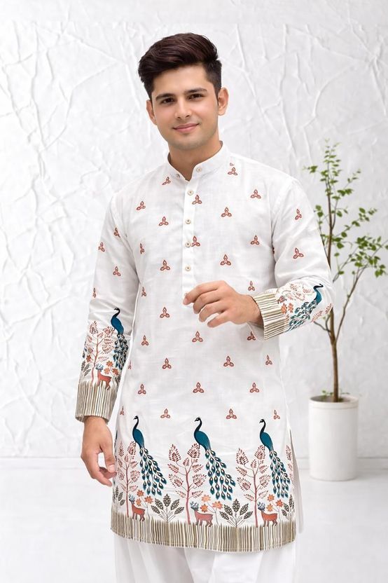 MENPERA Yellow Cotton Straight Kurta - Image 6