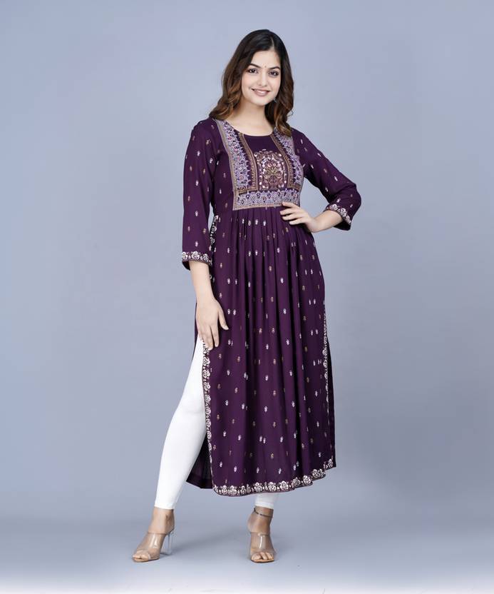 Saabhi Printed Viscose Rayon Flared Kurta for Women