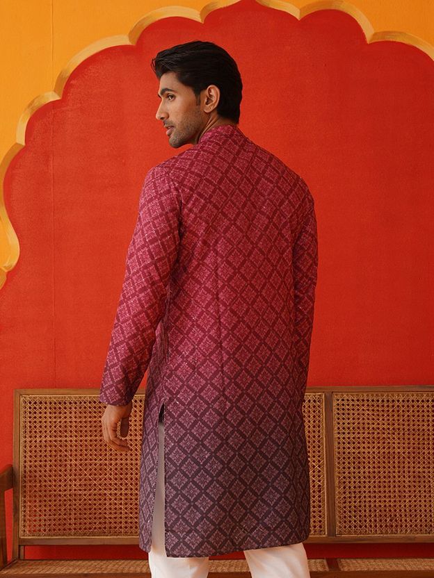 Jompers Men Purple Straight Kurta - Image 2