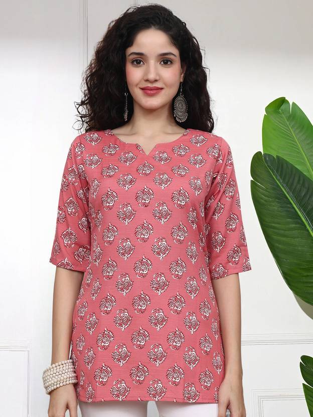 1 Stop Fashion Printed Cotton Blend Tunic Kurta for Women