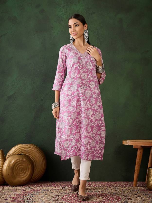 Vastramyaa Printed Pure Cotton Straight Kurta for Women