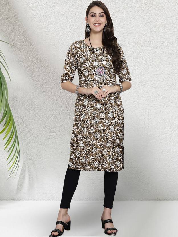 Anouk Rustic Printed Crepe Straight Kurta for Women