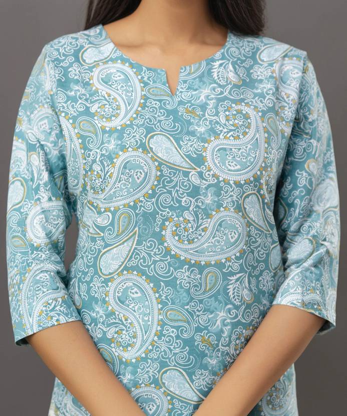 JASORIYA Paisley, Printed Pure Cotton Straight Kurta for Women