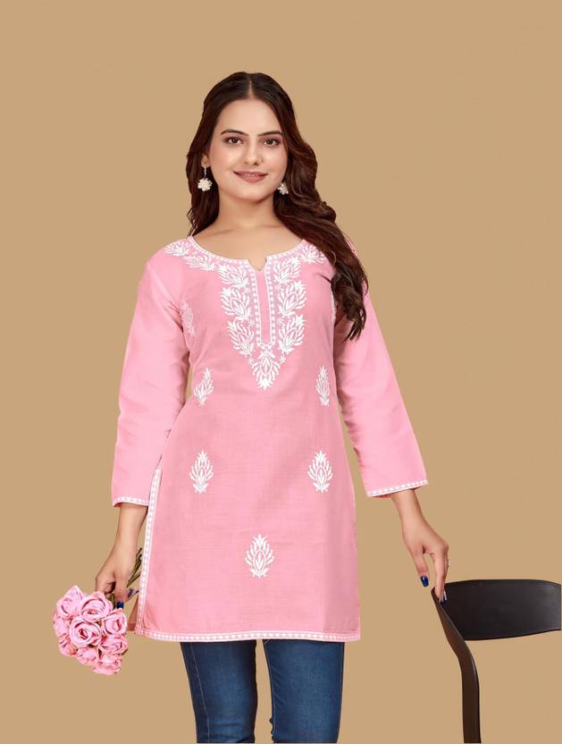 Kalavrund Creation Women Chikan Embroidery Straight Kurta