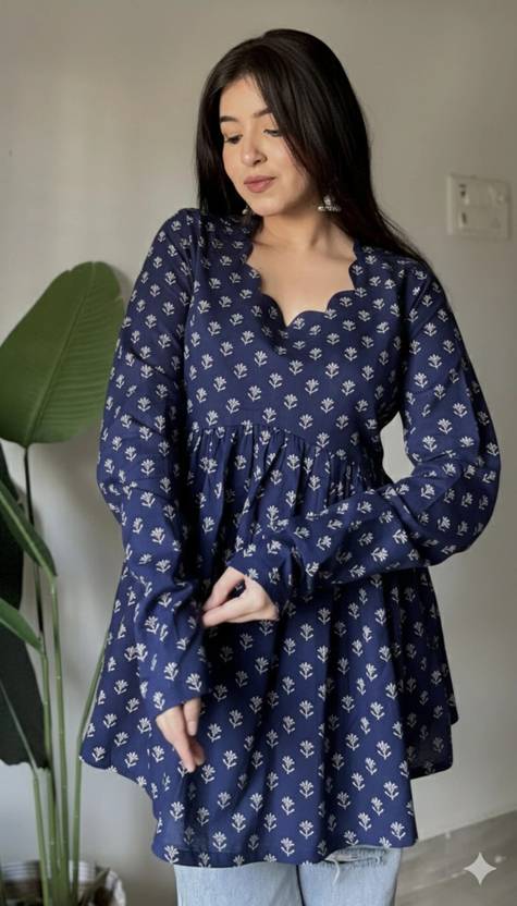 shobhit Printed Viscose Rayon Flared Kurta for Women