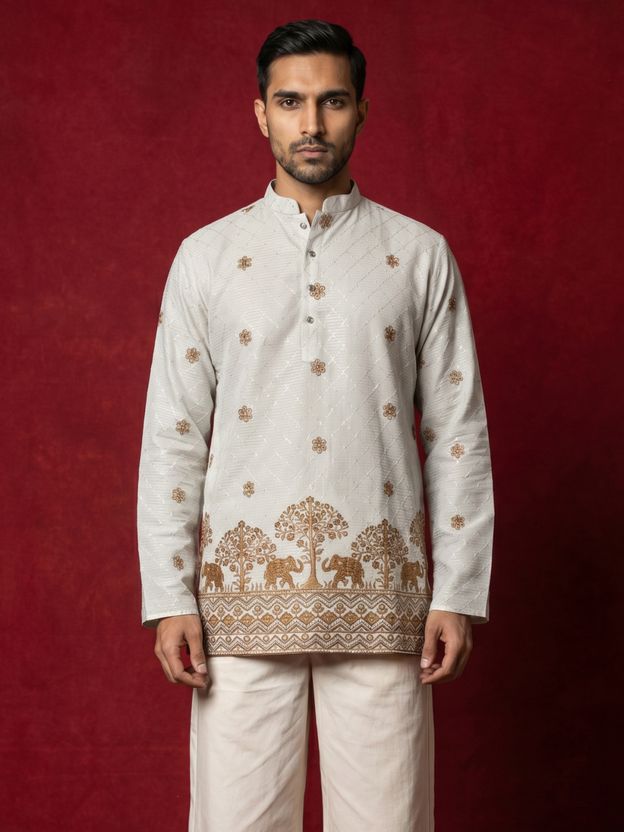 Jompers Men Embroidered Tunic Kurta - Image 4