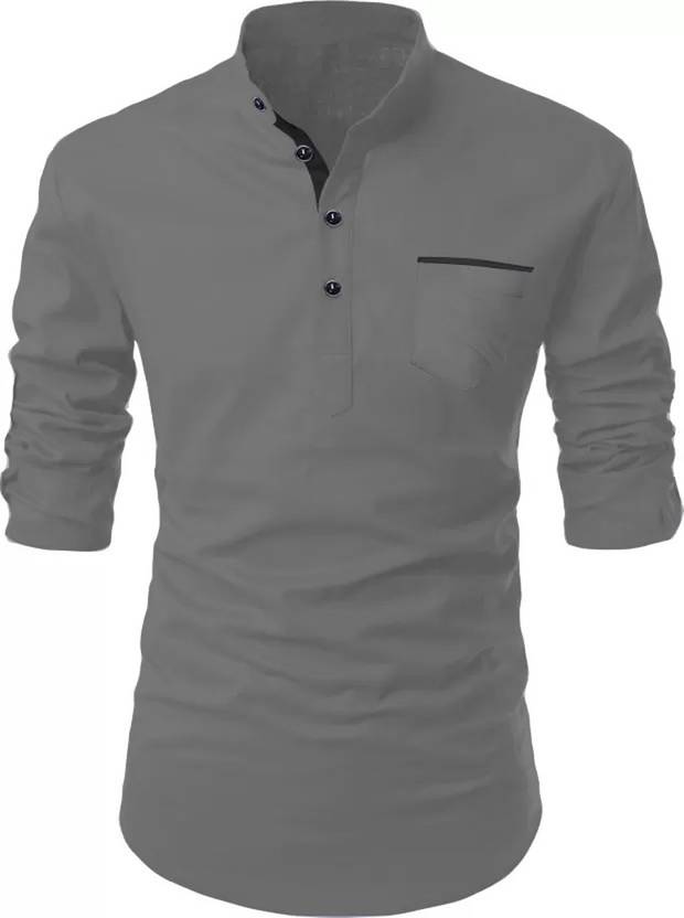 DIMMY Solid Cotton Blend Straight Kurta for Men