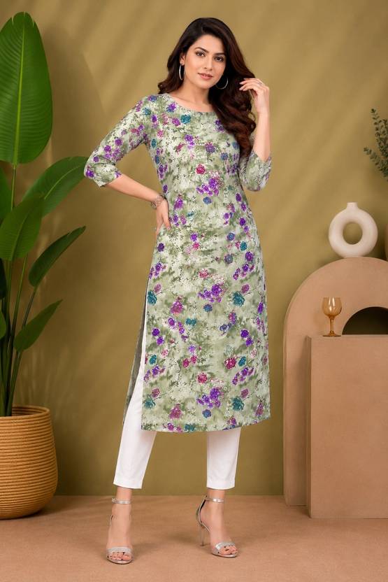 KETAKI FASHION Floral Print Crepe Straight Kurta for Women