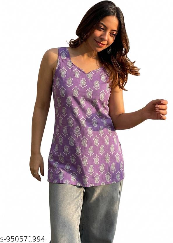 shobhit Printed Pure Cotton Straight Kurta for Women