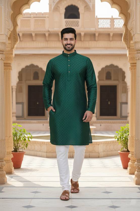 DivRa Clothing Men Self Design Straight Kurta