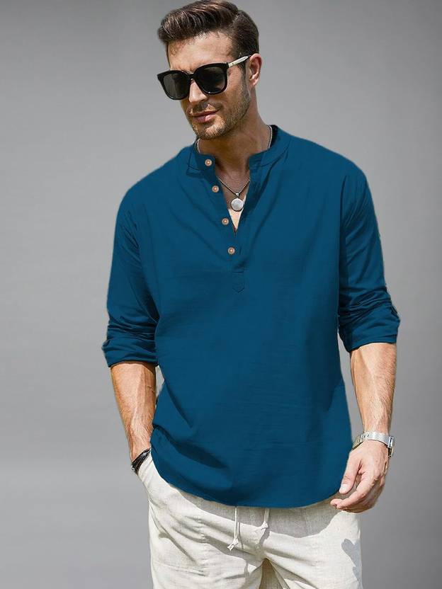 Vida Loca Solid Cotton Blend Straight Kurta for Men