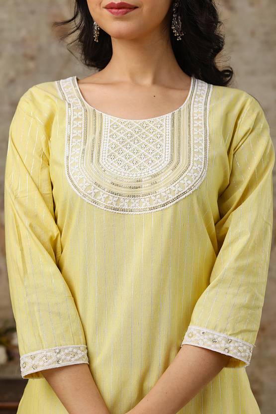 AuzaSho Collection Printed Khadi Cotton Straight Kurta for Women