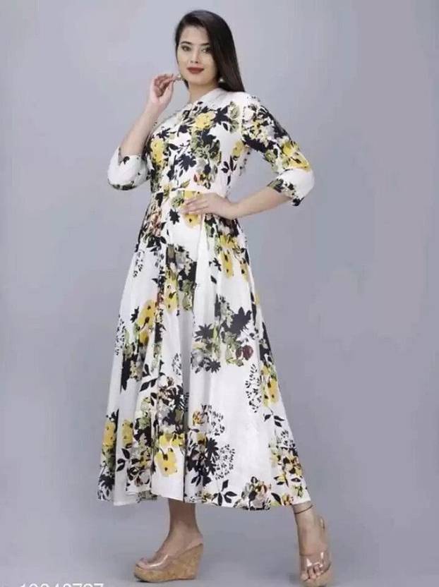 RACHNA FASHION Women Gown Multicolor Knee Length Dress