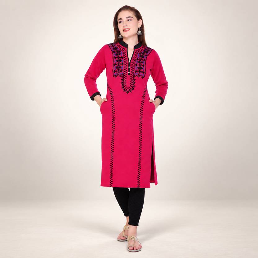 Rosary Embroidered Wool Straight Kurta for Women