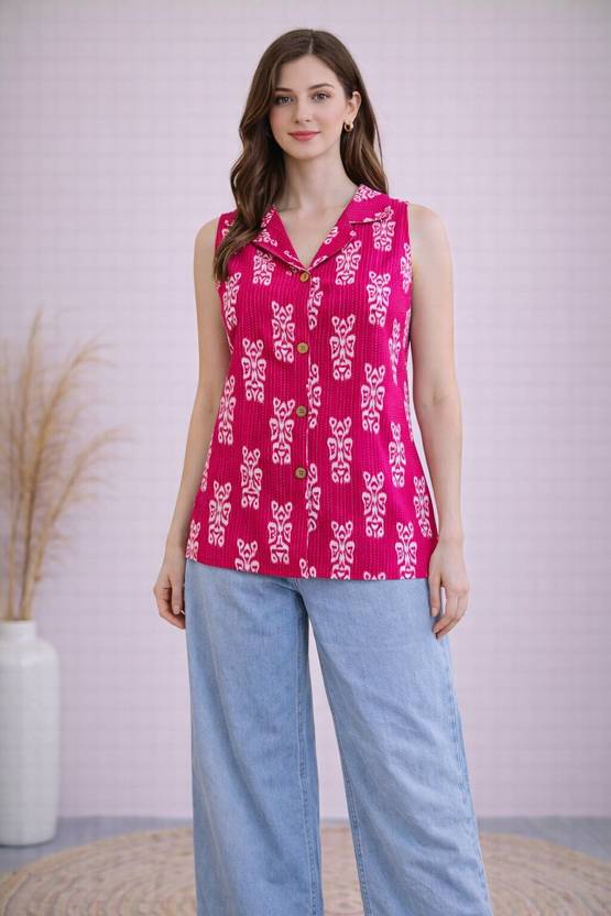 ETHNIFLAIR Printed Pure Cotton Straight Kurta for Women