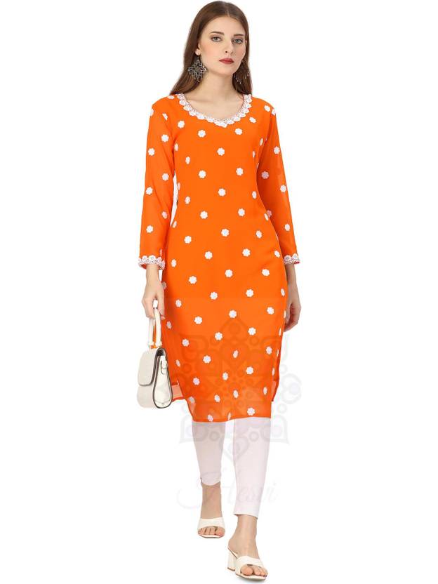 HESVI Women Embroidered A-line Kurta