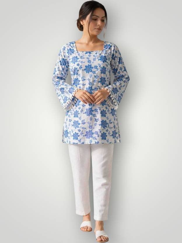 Cottonhube Printed Pure Cotton Straight Kurta for Women