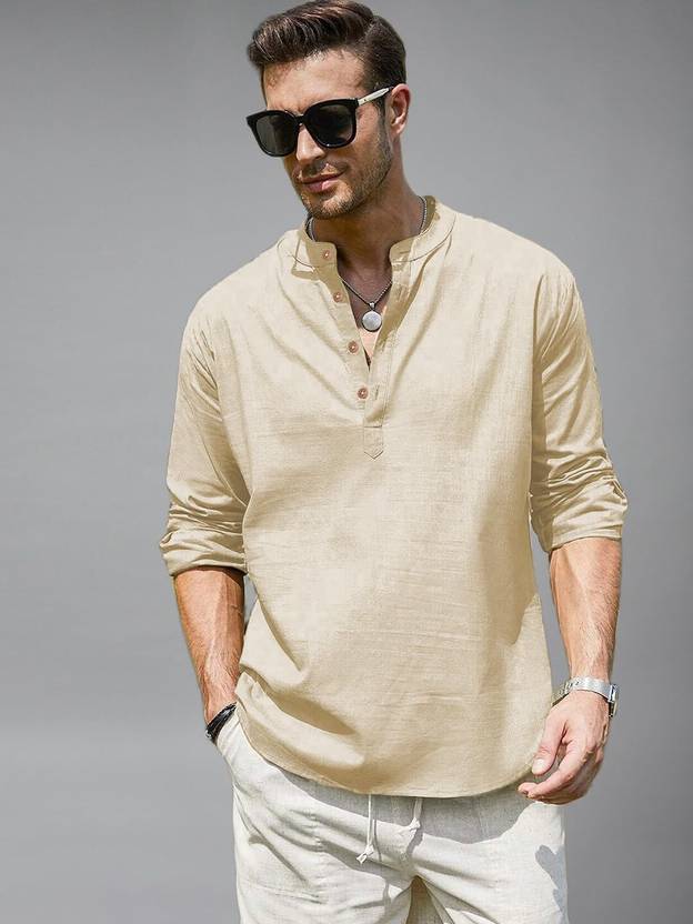 Vida Loca Solid Cotton Blend Straight Kurta for Men