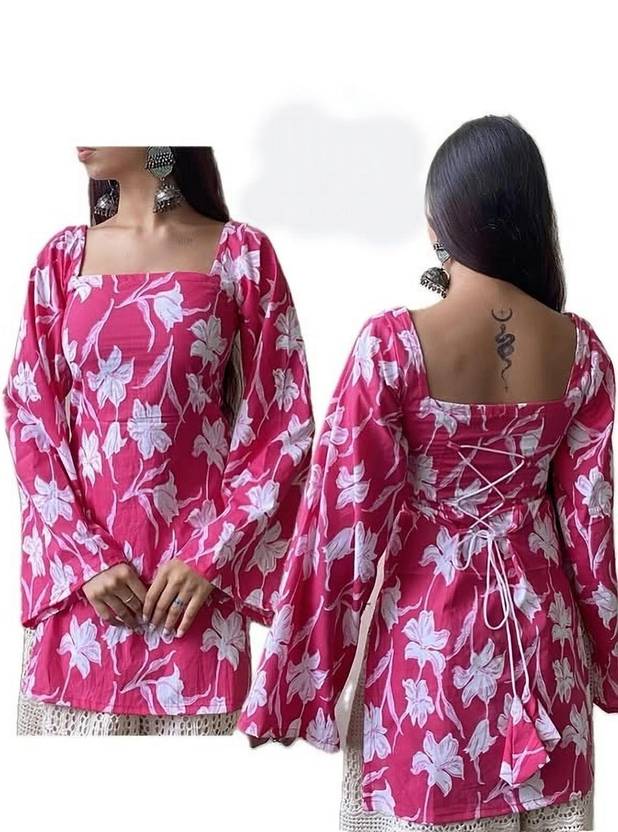 Bhavna Fashion Women Abstract, Floral Print Straight Kurta