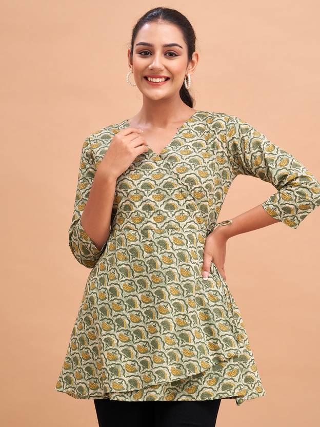 Feranoid Retail Floral Print Pure Cotton A-line Kurta for Women