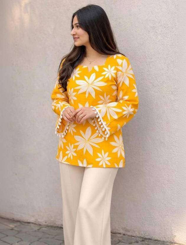 Shivifashion Floral Print Viscose Rayon A-line Kurta for Women