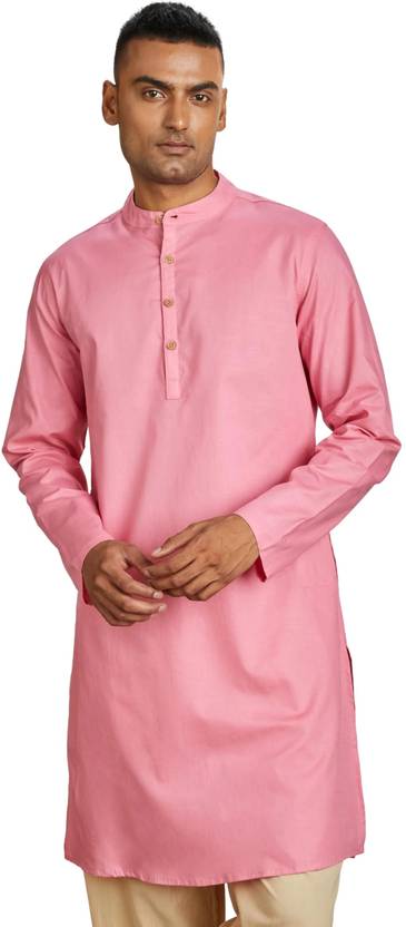 ALMORA Solid Cotton Blend Straight Kurta for Men