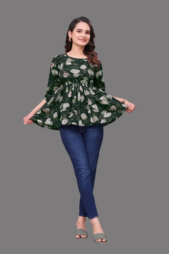 BLACKBIRD Printed Crepe Flared Kurta for Women