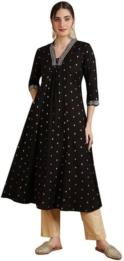 HJ Creation Printed, Embroidered, Embellished Viscose Rayon Anarkali Kurta for Women