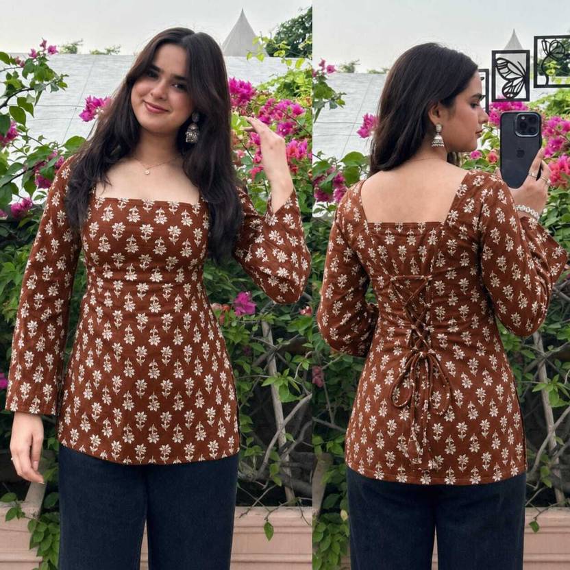 NEW4U Printed Pure Cotton Straight Kurta for Women