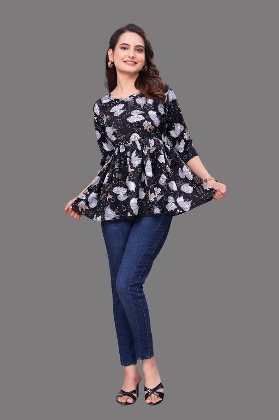 BLACKBIRD Printed Crepe Flared Kurta for Women