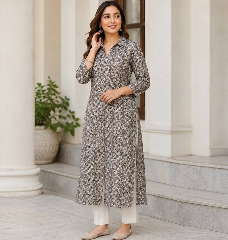 Acort Printed Cotton Blend A-line Kurta for Women