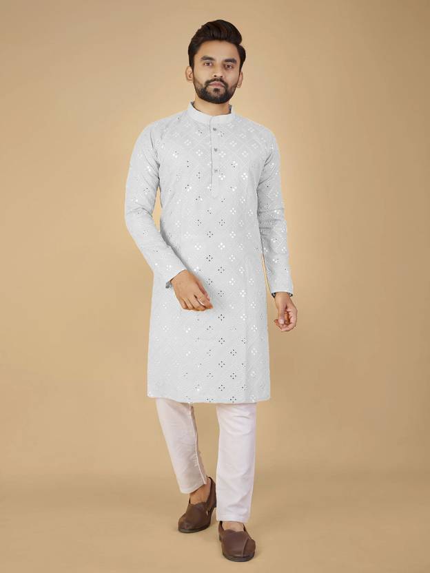 MENSKURTA Men Embellished A-line Kurta