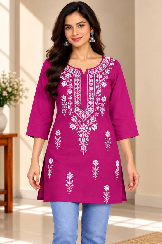 Nazaqat Embroidered Pure Cotton Straight Kurta for Women