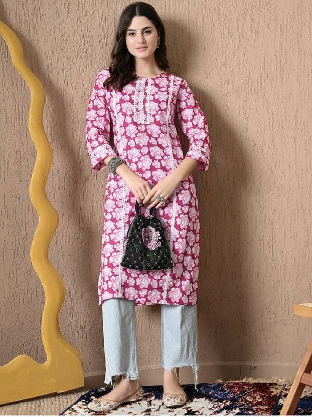 AZYERA Women Floral Print Straight Kurta