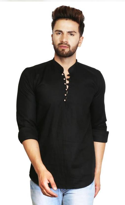A-Okay Solid Cotton Blend Straight Kurta for Men