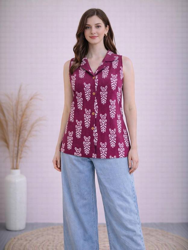 ETHNIFLAIR Printed Pure Cotton Straight Kurta for Women