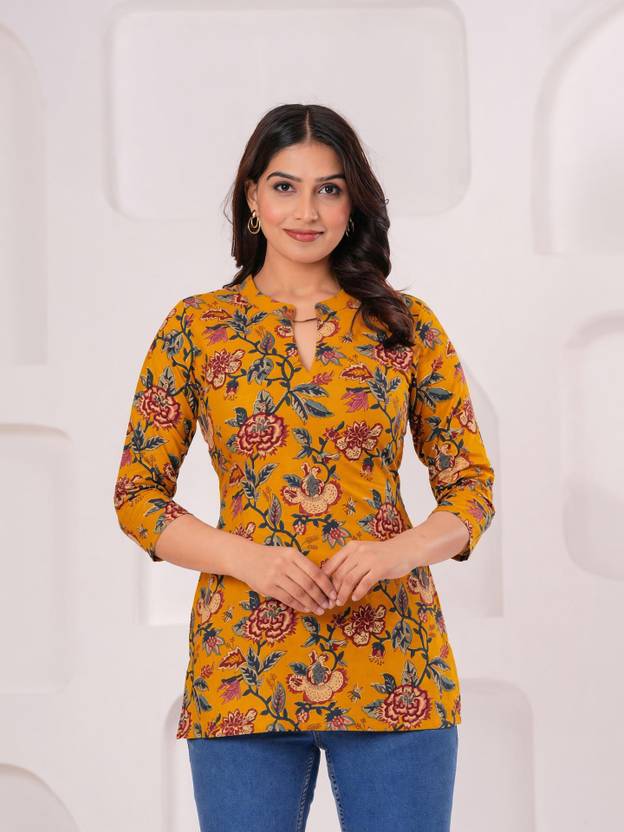 Aanvikurti Printed Pure Cotton Straight Kurta for Women
