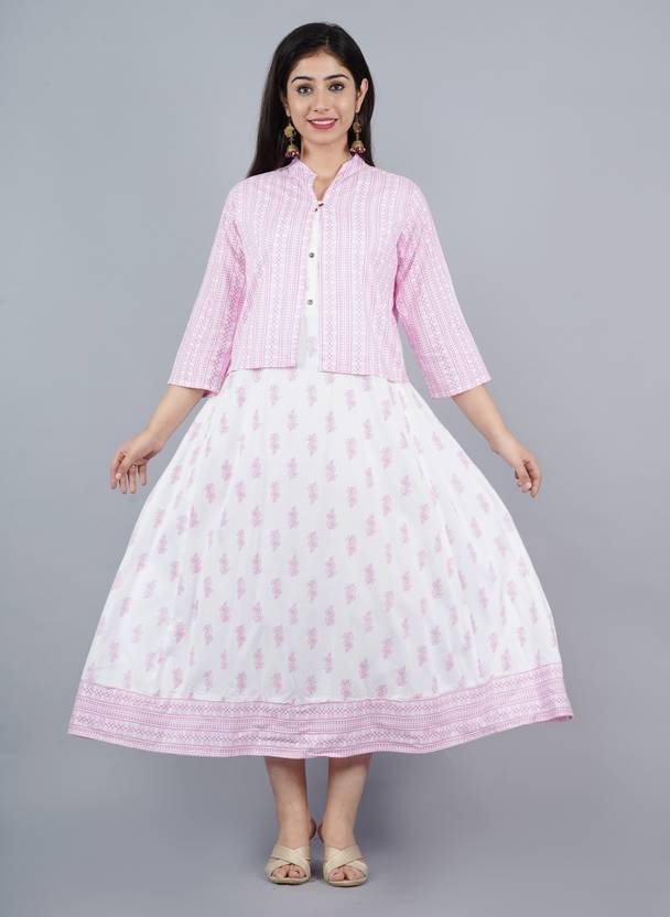 Lakshita Fashion Pack of 2 Printed, Geometric Print, Floral Print Viscose Rayon Anarkali Kurta for Women