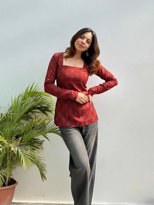 INFINITYEMPORIUM19 Printed Cotton Blend Tunic Kurta for Women