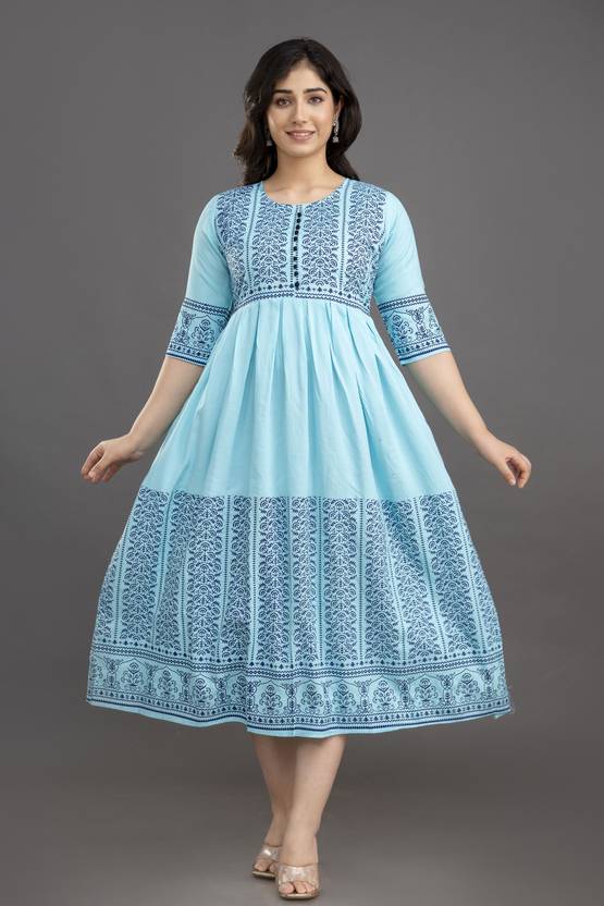 CLOTHING HOUSE Printed Viscose Rayon Flared Kurta for Women