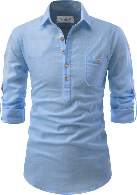 Vida Loca Solid Cotton Blend Straight Kurta for Men