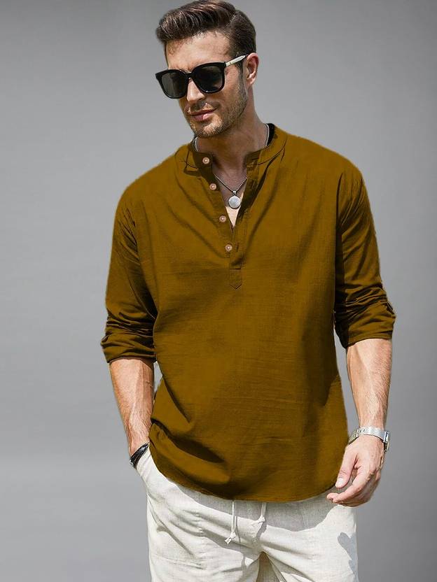 Vida Loca Solid Cotton Blend Straight Kurta for Men
