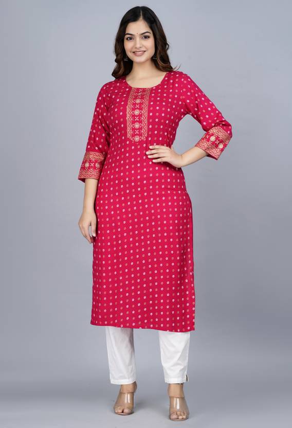 Saabhi Printed Viscose Rayon Straight Kurta for Women