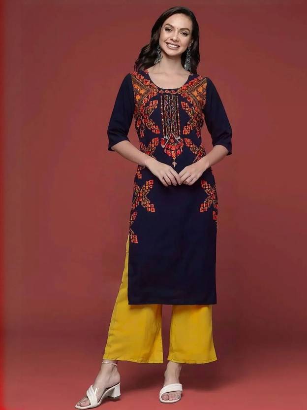 Anouk Rustic Printed Crepe Straight Kurta for Women